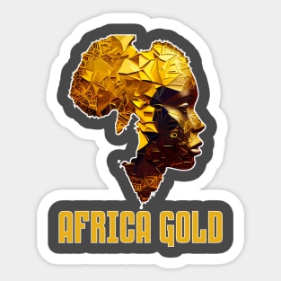 African Woman Shaped In Golden Africa Map Sticker